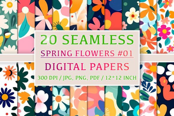 20 Seamless Spring Flower Patterns 1