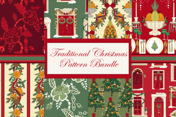 Christmas Patterns Festive Red Green