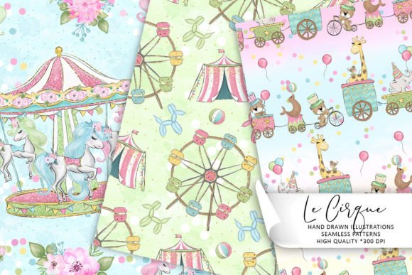 Cute Circus Seamless Patterns