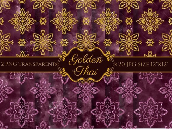 Discover the Beauty of Golden Glitter Thai Patterns in Burgundy: A Creative Resource for Designers and Artists