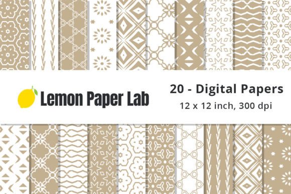 Khaki White Geometric Digital Patterns