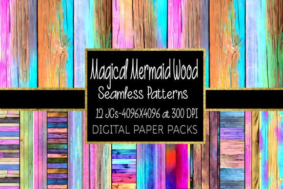 Magical Mermaid Wood Seamless Patterns