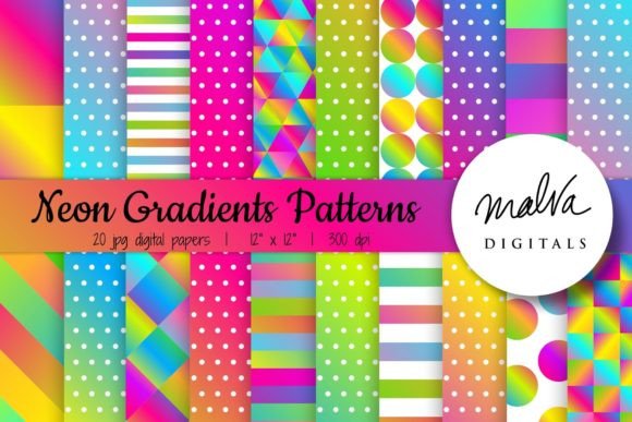 Neon Gradients Geometric Patterns: A Creative Resource for Designers and Crafters
