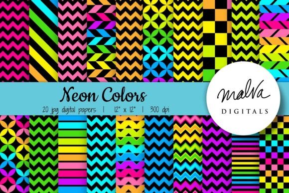 Neon Rainbow Geometric Patterns