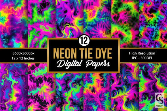 Neon Tie Dye Seamless Patterns