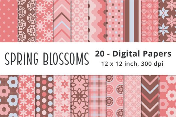 Pink and Brown Digital Paper Patterns