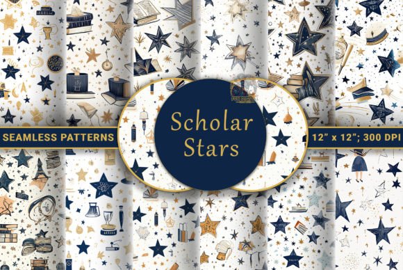 Scholar Stars Seamless Patterns