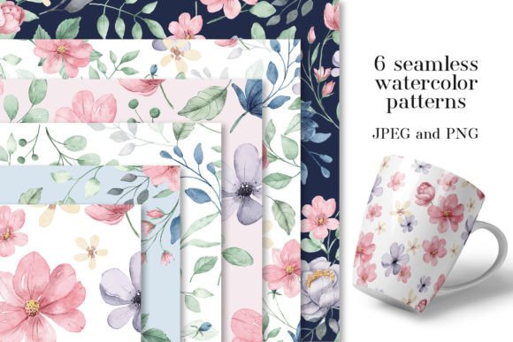 Seamless Patterns, Paper with Flowers