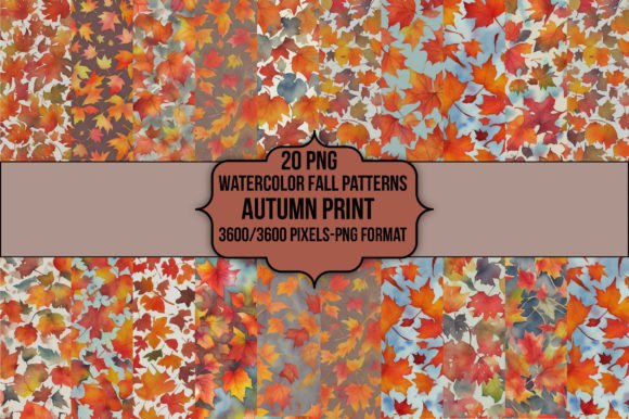 Watercolor Fall Patterns Autumn Print: A Creative Resource for Seasonal Design